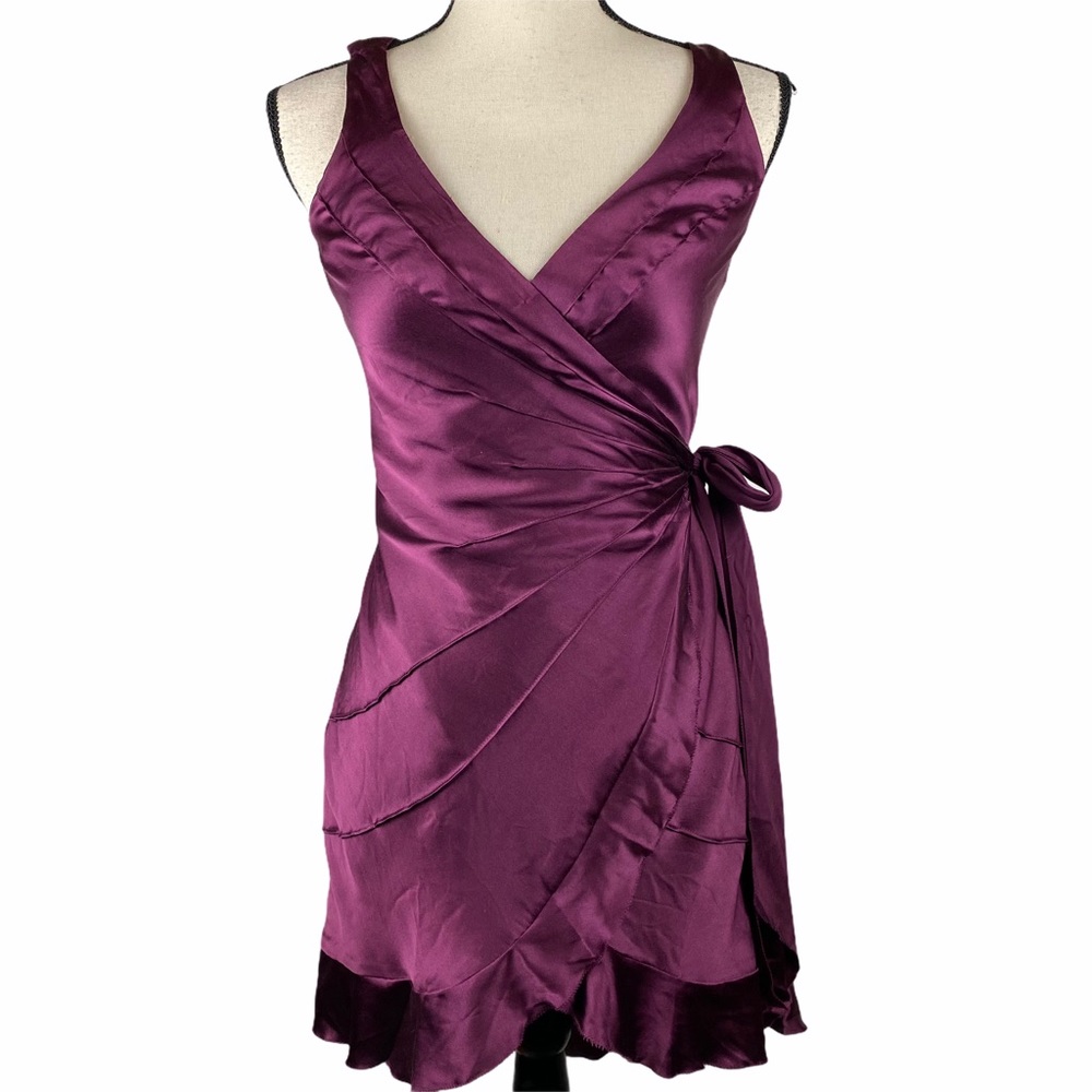 🌻Nicole Miller Silk Wrap Dress Purple Size 2
